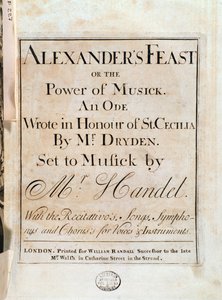 Titelsida av musikaliska partitur av Alexanders fest av GF Handel av Unknown artist