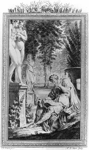 Titus Lucretius Carus (Lucrece) Romersk filosof och poet i "De Rerum Natura", gravyr från 1700-talet. av Unknown artist
