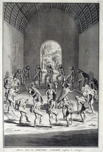 Traditionell dans: Riter i Karibs dans av mod, Västindien (Centralamerika). Gravyr av 1700-talet. Chartres, Museum of Fine Arts av Unknown artist
