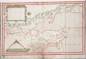 Tralee Bay, Irland, ca 1600 (papper, linne) av Unknown artist