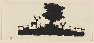 Träd med hjortar och löjrom av Unknown artist