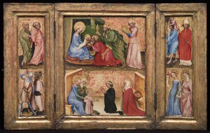 Triptyk med tillbedjan av männen av Unknown artist