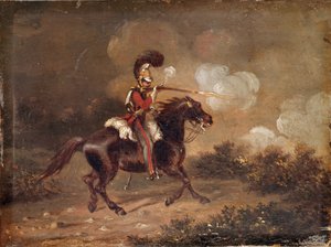Trooper av 1st Life Guards avfyrar en karbin av Unknown artist