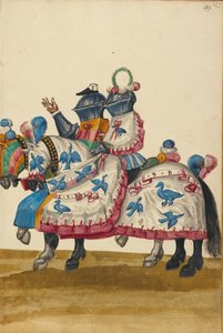 Två män i rustning för en tävling av Unknown artist