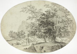 Två pilgrimer på en skogsväg av Unknown artist