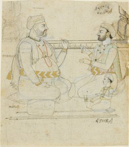 Två adelsmän från Rajput med ett barn av Unknown artist