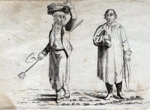 Två bönder, gravyr från sent 1700-tal, privat samling. av Unknown artist