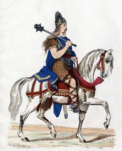 En ledare för frankerna - i "" Fransmännens civila och militära dräkter i Paris F. Roy 1882 genom århundradena". av Unknown artist