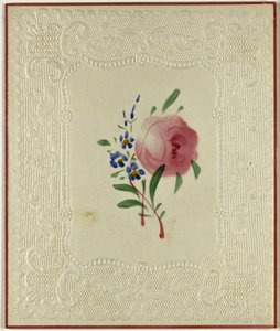 Valentin utan titel (stora rosa och små blå blommor) av Unknown artist
