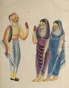 Vaishnava devotee med två kvinnor av Unknown artist
