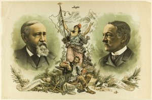 Segerporträtt av Benjamin Harrison och Levi P. Morton, från Judge av Unknown artist