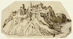Utsikt över Fortified Hill Town av Unknown artist