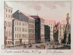 Utsikt över Graben-torget i Wien. av Unknown artist