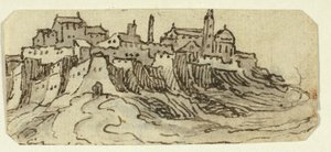 Utsikt över Hill Town med katedralen av Unknown artist
