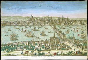 Utsikt över London i början av 1700-talet. av Unknown artist