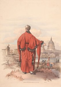 Vy över St. Pauls över floden med Gowned figur i förgrunden av Unknown artist