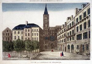 Utsikt över Strasbourgs katedral på 1700-talet. av Unknown artist