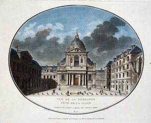 Vy över Sorbonne, på sidan av torget - gravyr av Unknown artist