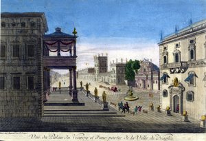 Utsikt över Viceroi-palatset och en del av staden Neapel 1760. av Unknown artist