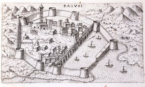 Utsikt över staden Ragusa på 1500-talet. av Unknown artist