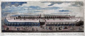 Vy över mässan i Venedig, Italien. Gravyr från 1700-talet. av Unknown artist