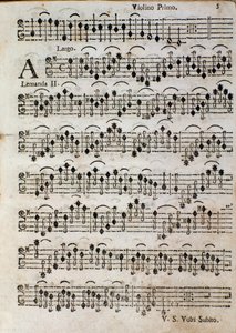 Fiol. Notblad för Balletto a 3, op. 3 av Tomaso Albinoni (1701) av Unknown artist