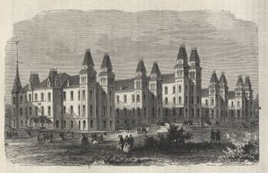 Ward Island Immigrant Hospital - New York State - Emigration Commission Establishment - Gravyr i "The Illustrious Universe" från 1869 av Unknown artist