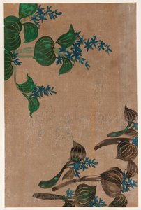Vattenväxter med blå blommor av Unknown artist