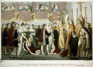 Bröllopsceremoni mellan Napoleon I och Maria - Louise av Habsburg i Augustinkyrkan i Wien, 2 april av Unknown artist