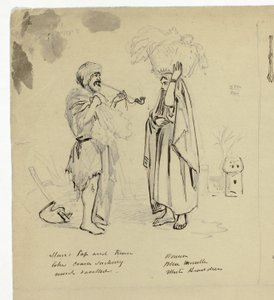 Kvinna och tiggare av Unknown artist