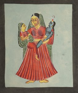 Yasoda Holding Krishna och Radha av Unknown artist