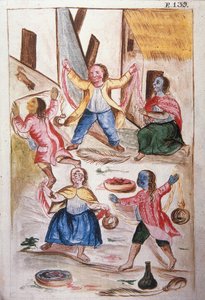 Unga indianer som dansar under karnevalen, från boken "Trujillo del Peru" eller "Códice Martínez Compañón", av Baltazar Martinez Compañón y Bujanda, biskop av Trujillo (1782-1785) av Unknown artist