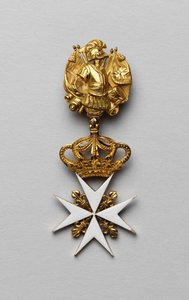 Maltesisk kors, eller Johanneskorset (Maltas orden eller Johannes av Jerusalem, känd som sjukhusets eller sjukhusets ordning) - Det maltesiska korset av Maria Fyodorovna (Marie Fedorovna) -Order, dekorationer och medaljer, sent 1700-tal. - Emalj på koppar  av Unknown artist