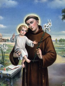 Fromma bild: Representation av Saint Anthony of Padua (Antonio of Padua) känd som Thaumaturge (1195-1231). av Unknown artist