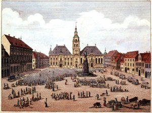 det offentliga torget i staden Mannheim (Tyskland). av Unknown artist