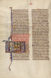 Initial C: Två män talar med två ungdomar och en man som ligger på marken medan en annan man går därifrån med en högaffel i handen av Unknown artist/maker