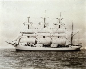 Franska segelbåten Emile Renouf utanför Le Havre 1897-07-02 Fotografering av Unknown photographer