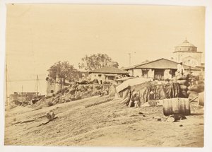 Ghat vid Allahabad Fort, Indien, ca 1858-61 (foto) av Unknown photographer