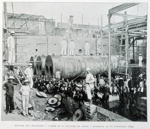Installation av ångpannor av Haiphong bomull spinning den 25/9/1899 - i "" Le Tonkin en 1900" av Robert Dubois. av Unknown photographer