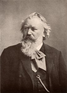 Johannes Brahms (1833-1897) tysk kompositör, halvton (tryck) av Unknown photographer
