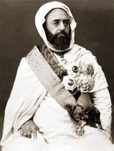 Porträtt av Abd el Kader (Abd El-Kader) omkring 1875. av Unknown photographer