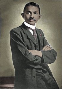 Porträtt av den politiska ledaren Mohandas Karamchand Gandhi (1869-1948) känd som Mahatma, indisk politisk och andlig ledare av Unknown photographer