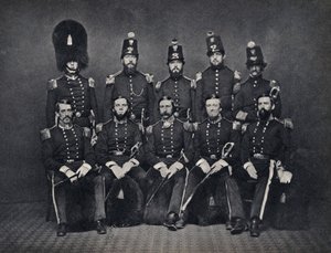 Porträtt av officerarna från det belgiska nationalgardet av Unknown photographer