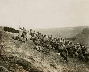 Kriget 14-18 (1914-1918) - Propaganda - Fotografisk stereoskopisk glasplatta LSU (L.S.U. La Stereoscopie Universelle) redigerad 1914: borttagning av Notre-Dame de Lorettes stora sporre (kommunen Ablain-Saint-Nazaire - Ablain Saint Nazaire, Pas-de-Calais av Unknown photographer
