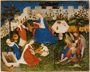 The Little Garden of Paradise, ca 1410-20 (blandteknik på ek) av Upper Rheinish Master