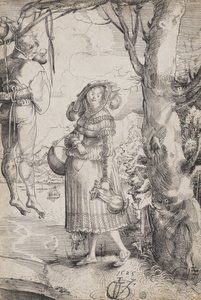 Kvinna nära hängd man av Urs (1485-1528) Graf