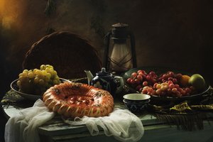 Lantbröd och druvor av UstinaGreen