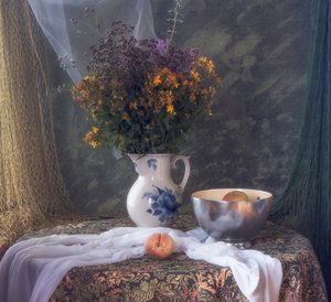 Rustikt blomsterstilleben