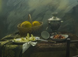 Rustika meloner och samovar