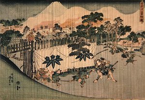 The Soga Brothers killing Ten Enemies, c.1830 (träblock i färg) av Utagawa Kunisada